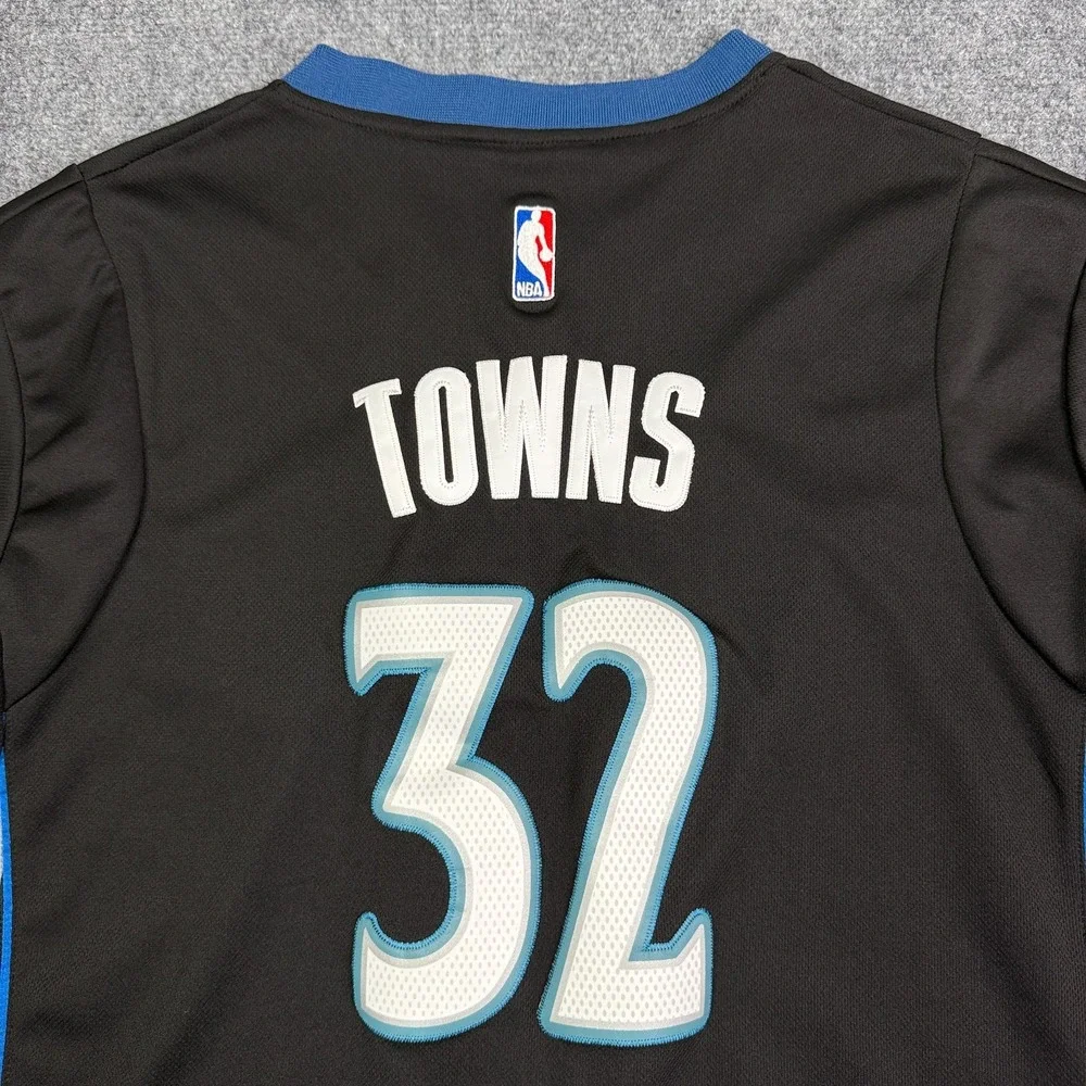 Adidas Swingman Jersey Men's M +2 Karl Towns 32 Timberwolves NBA Black Stitched